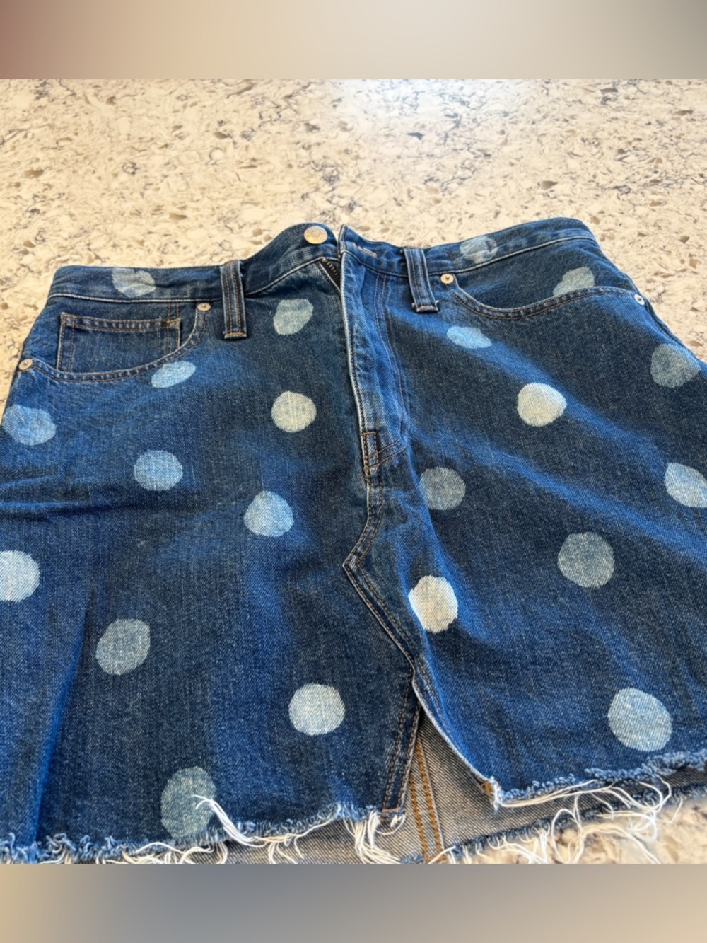 Madewell blue denim skirt with subtle wash